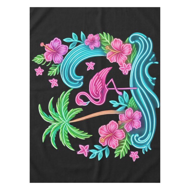 Mantel Neon Flamingo Tropical (Anverso)