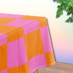 Mantel Neon Pink Naranja Checkered Checkerboard Vintage<br><div class="desc">Tablero de verificación de neón rosa y Naranja | Vintage | Clásica | Trendy | Elegante | Moda | Mínimo</div>