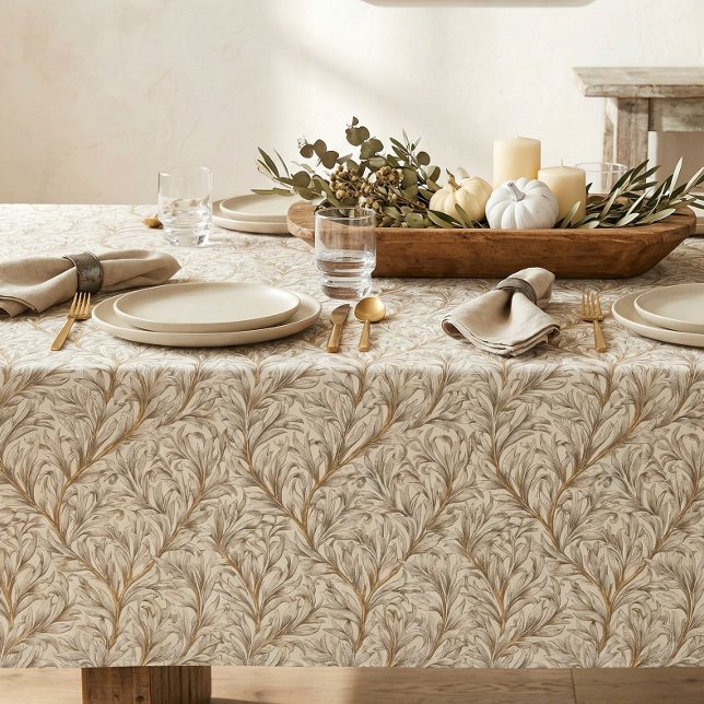 Mantel Neutral Beige Gold Botanical Leaf William Morris (Subido por el creador)