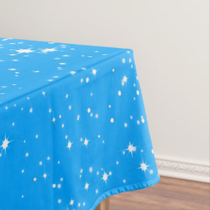 Mantel Nieve simple y estrellas sobre AZUL LIGERO o tu co