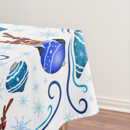 Mantel Niños Azules Lindos Reno de Navidad