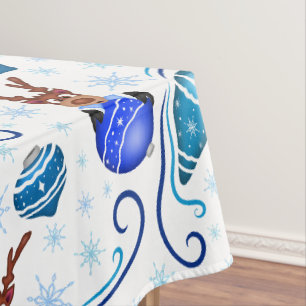 Mantel Niños Azules Lindos Reno de Navidad