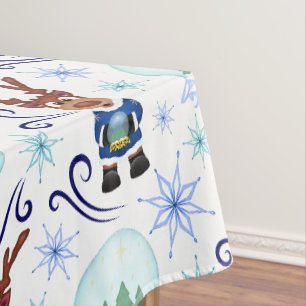 Mantel Niños Azules Lindos Reno de Navidad