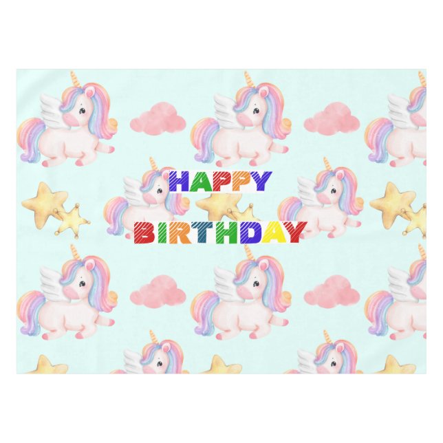 Mantel Noche de cumpleaños Rainbow unicorn moderno (Frente (Horizontal))