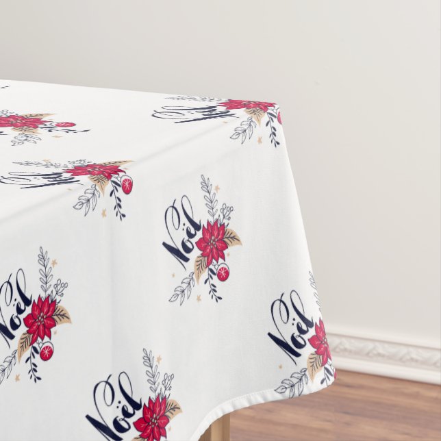 Mantel Noel Poinsettia Tablecloth (In Situ)