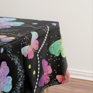 Mantel Nombre personal Elegante Morado Brillante Mariposa