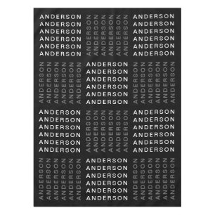 Mantel Nombre repetitivo o patrón de palabra gris negro y