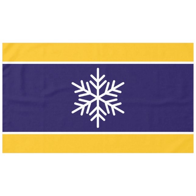 Mantel Nordic White Snowflake Naval Rayas Amarillas Azule (Frente (Horizontal))