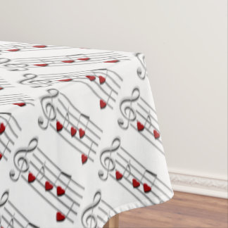 Mantel notas musicales de amor blanco rojo plateado