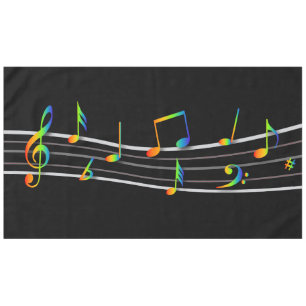 Mantel Notas musicales del arcoiris 3D Puntuación en negr