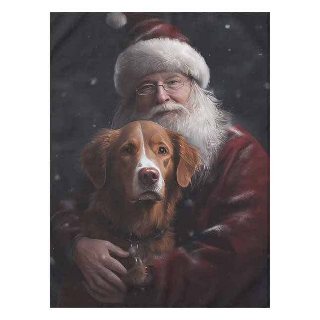 Mantel Nova Scotia Duck Toller Con Santa Claus Festividad (Anverso)