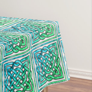 Mantel Nudo celta - Tablero Blanco Verde Azul cuadrado
