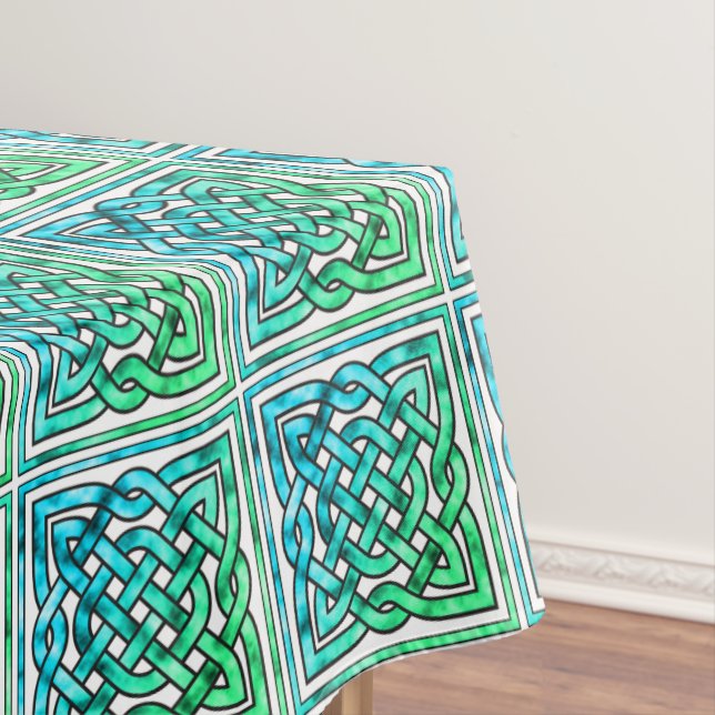 Mantel Nudo celta - Tablero Blanco Verde Azul cuadrado (In Situ)