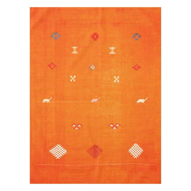 Mantel Oasis del atardecer: Naranja Heredado Boho Marroqu (Anverso)