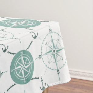 Mantel Océano náutico del blanco del verde de mar del