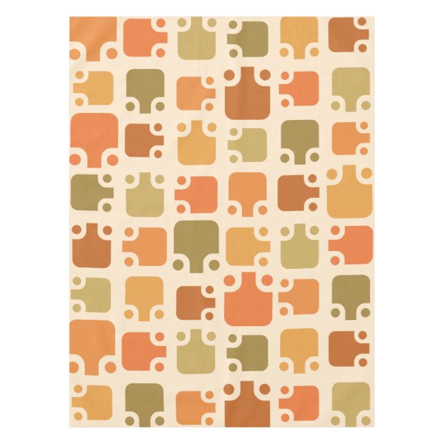 Mantel Ochre De Patrón Moderno De Mediados Del Siglo (Anverso)