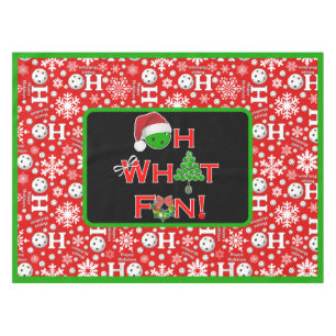 Mantel Oh Qué Navidades divertidos bailan bolas de nieve