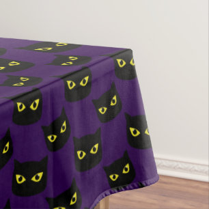 Mantel Ojos amarillos de gato negro y púrpura Patrón de H