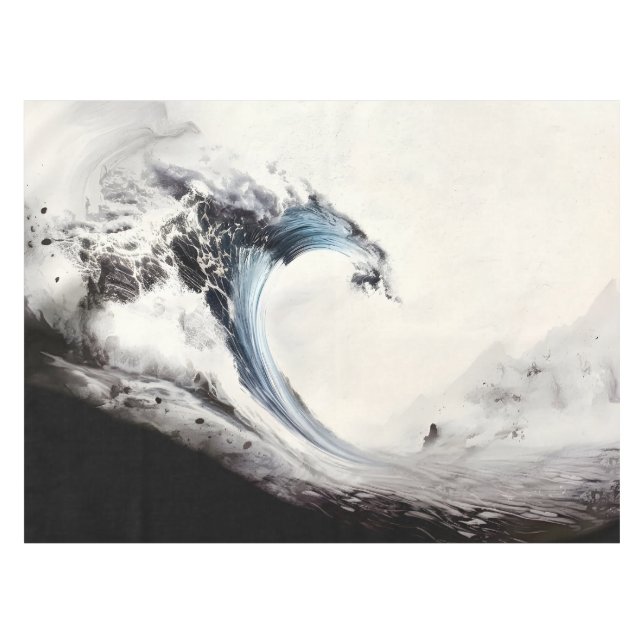 Mantel Ola de océano azul entintada (Frente (Horizontal))