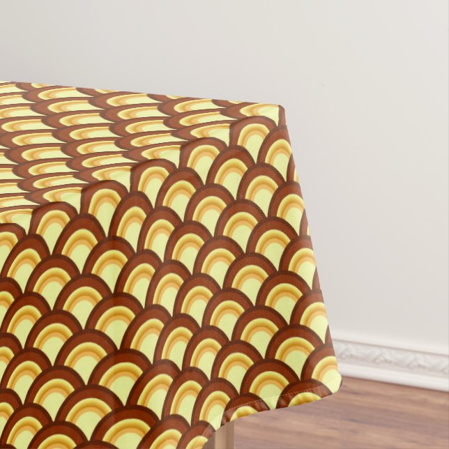 Mantel Ola patrón Art Deco - chocolate y amarillo (In Situ)