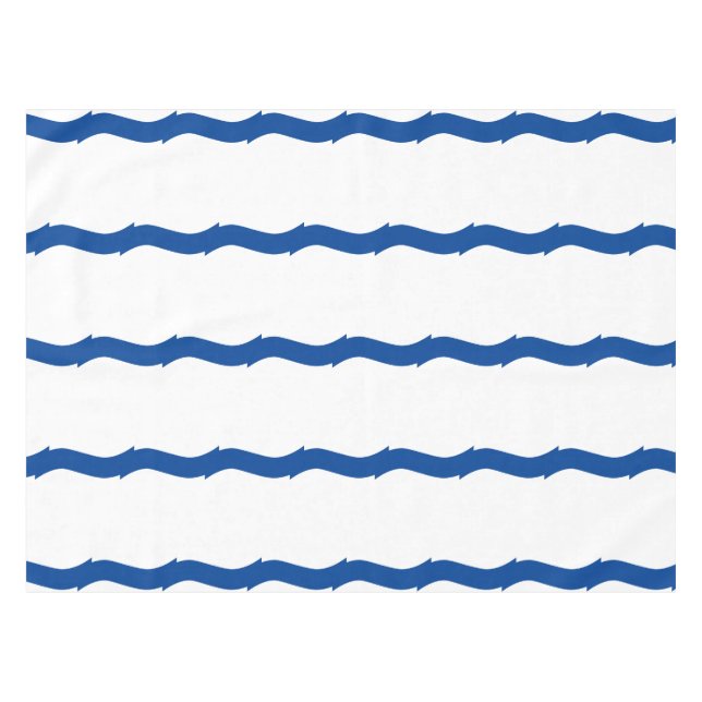 Mantel Olas azules blancas rayas patrón náutico (Frente (Horizontal))