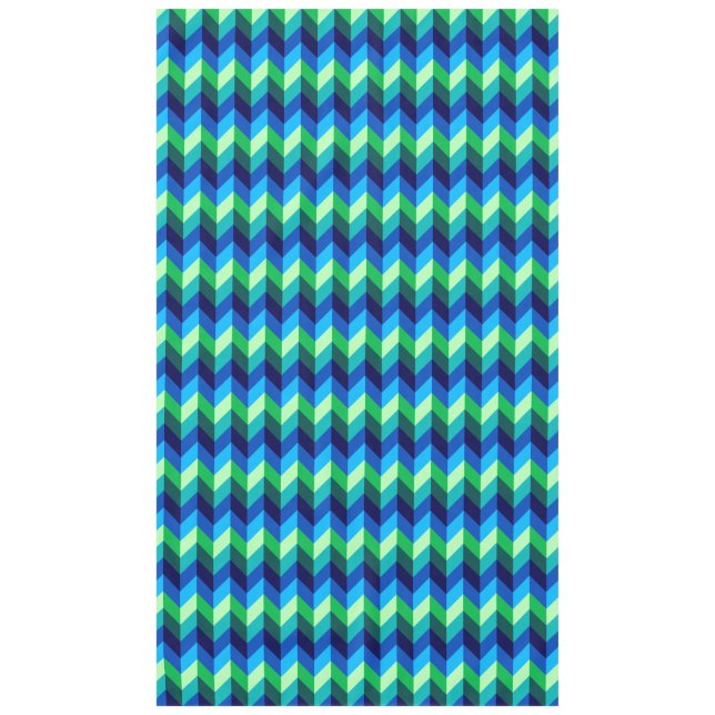 Mantel Ombre Verde Azul Chevrons Gran Pestaña (Anverso)