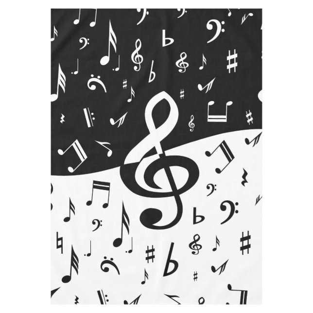 Mantel Onda elegante del Clef agudo blanco y negro (Anverso)