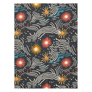 Mantel Ondas florales vibrantes abstractas en negro