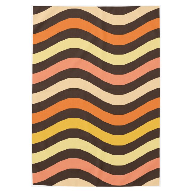 Mantel Ondas Retro Groovy Patrón Continuo (Anverso)