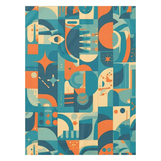 Mantel Orange and Teal Geometric Abstract (Anverso)
