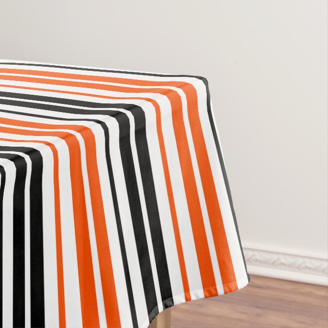 Mantel Orange Black White Stripes Pattern Design  (In Situ)