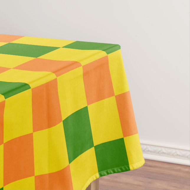 Mantel Orange Yellow Green Checkered Pattern Design  (In Situ)
