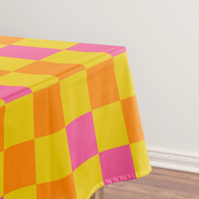 Mantel Orange Yellow Pink Checkered Pattern Design  (In Situ)