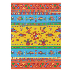 Mantel Ornamento colorido de los animales mexicanos aztec
