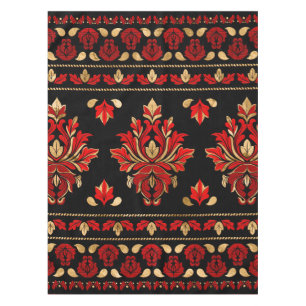 Mantel Ornamento de Damasco Vintage de lujo - Rojo y oro