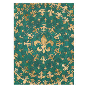 Mantel Ornamento de Fleur-de-lis Emerald Green