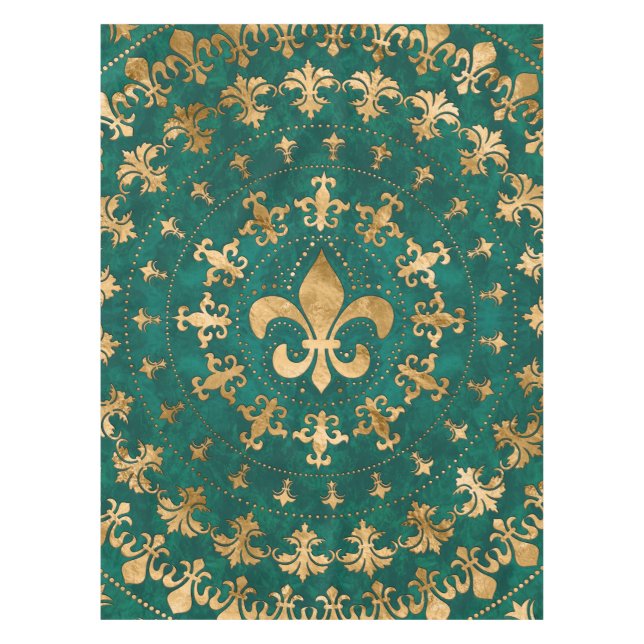 Mantel Ornamento de Fleur-de-lis Emerald Green (Anverso)
