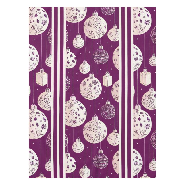 Mantel Ornamentos de Navidad en Plum Tablecloth (Anverso)