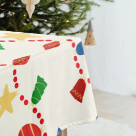 Mantel Ornamentos de Navidad Retro Red Gold Blue