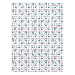 Mantel Ornamentos de Navidad Retro Rosa y Turquesa