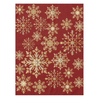 Mantel Oro de Navidad y copo de nieve rojo