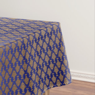 Mantel Oro del damasco en azul real