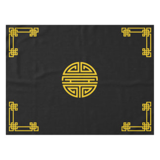 Mantel Oro del patrón Motif Chino en negro