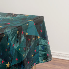 Mantel Oro, estrellas rojas en azul