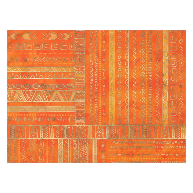Mantel Oro étnico tribal del modelo en el naranja (Frente (Horizontal))