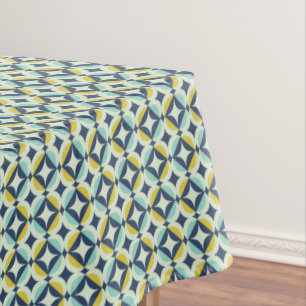 Mantel Oro geométrico y modelo azul