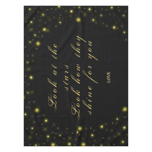 Mantel Oro personalizado y estrellas brillantes en negro (Anverso)