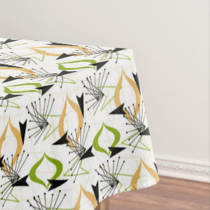 Mantel Oro, verde, negro sobre blanco 50 atómicos Retro