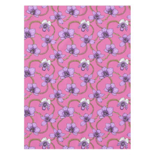 Mantel orquídeas y cadenas, violetas y rosas