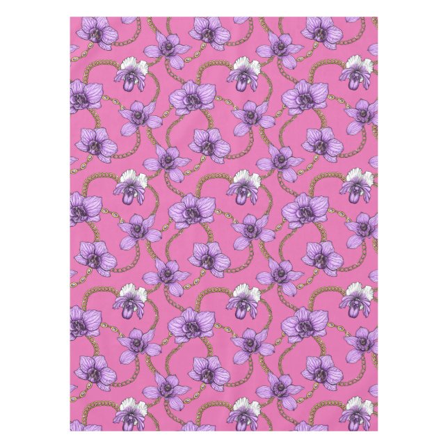 Mantel orquídeas y cadenas, violetas y rosas (Anverso)